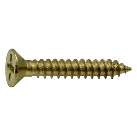 Midwest Fastener Wood Screw, #7, 1 in, Plain Brass Flat Head Phillips Drive, 35 PK 69866